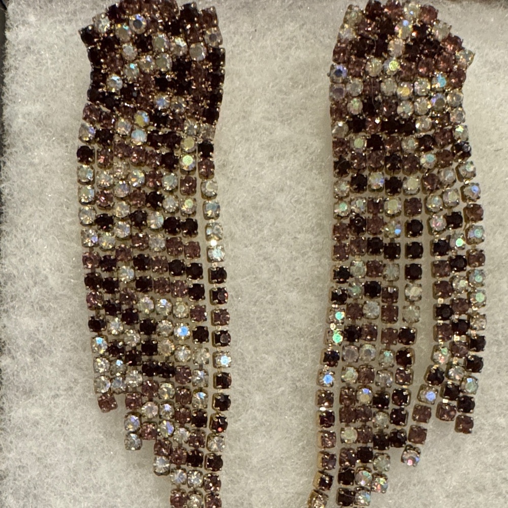 Sparkling mixture of shades of purple and iridescent Dangle Earrings.